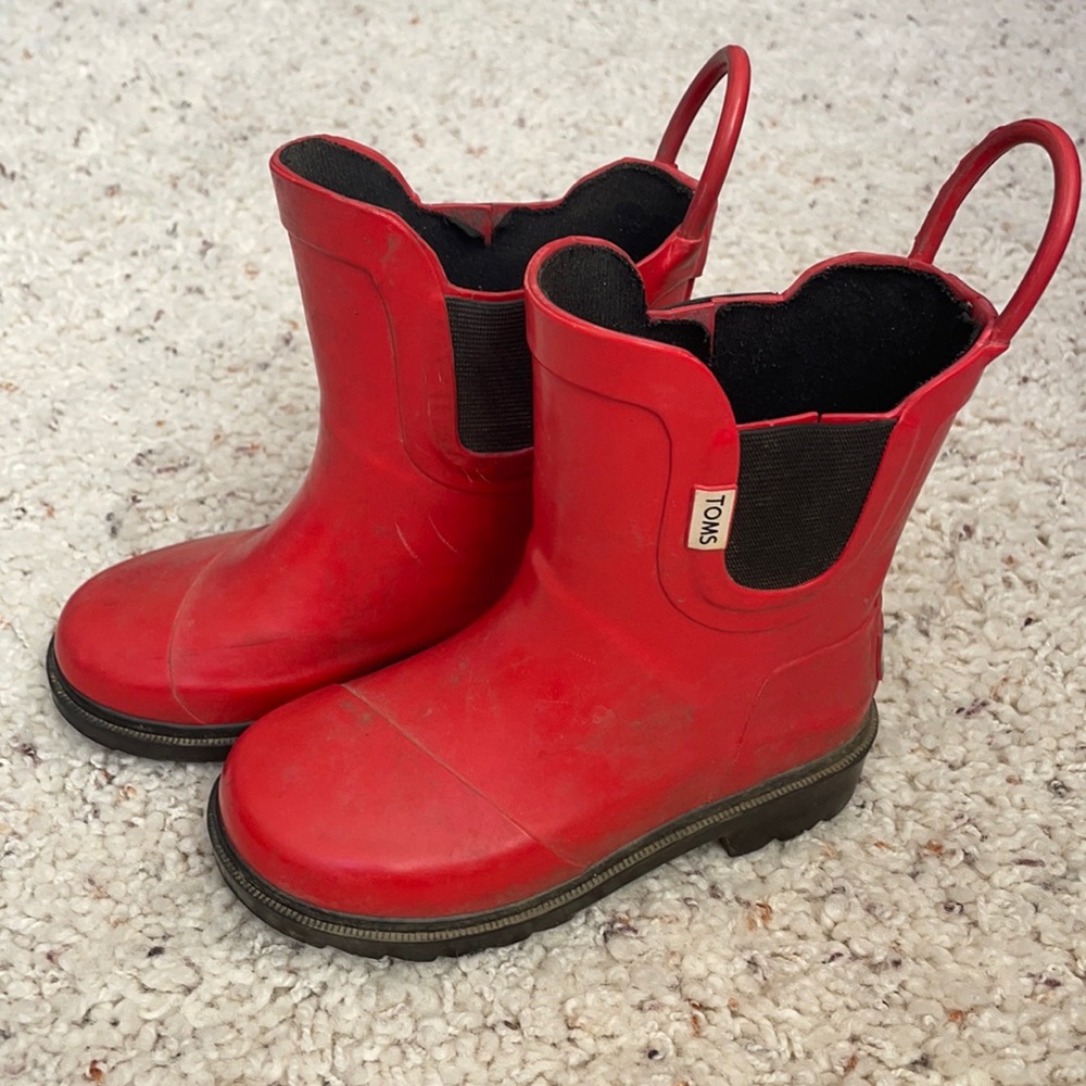 Toms Red rubber rain boots Toddler 8